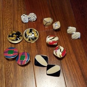 7 pairs of clip earrings
